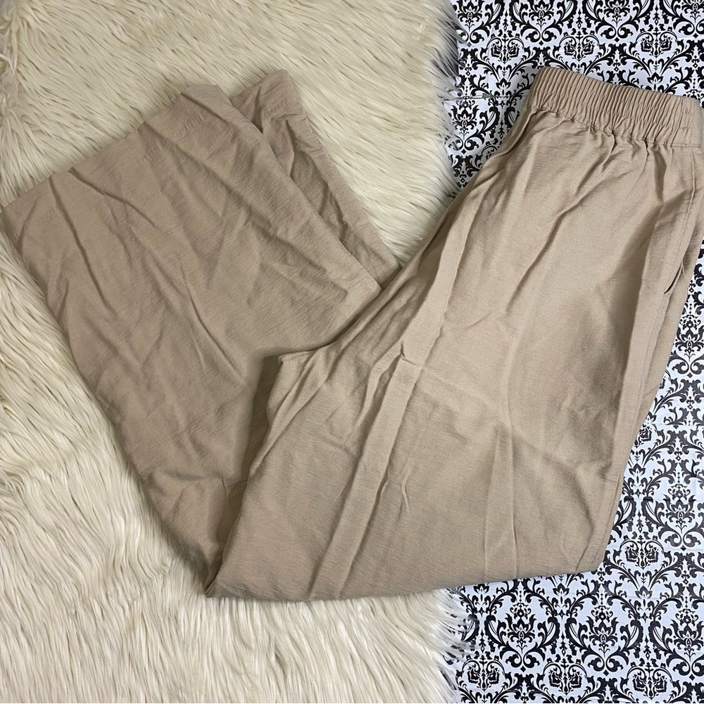Christian Lacroix : size : L : light cream tan high-rise wide leg trouser pants - Picture 3 of 9